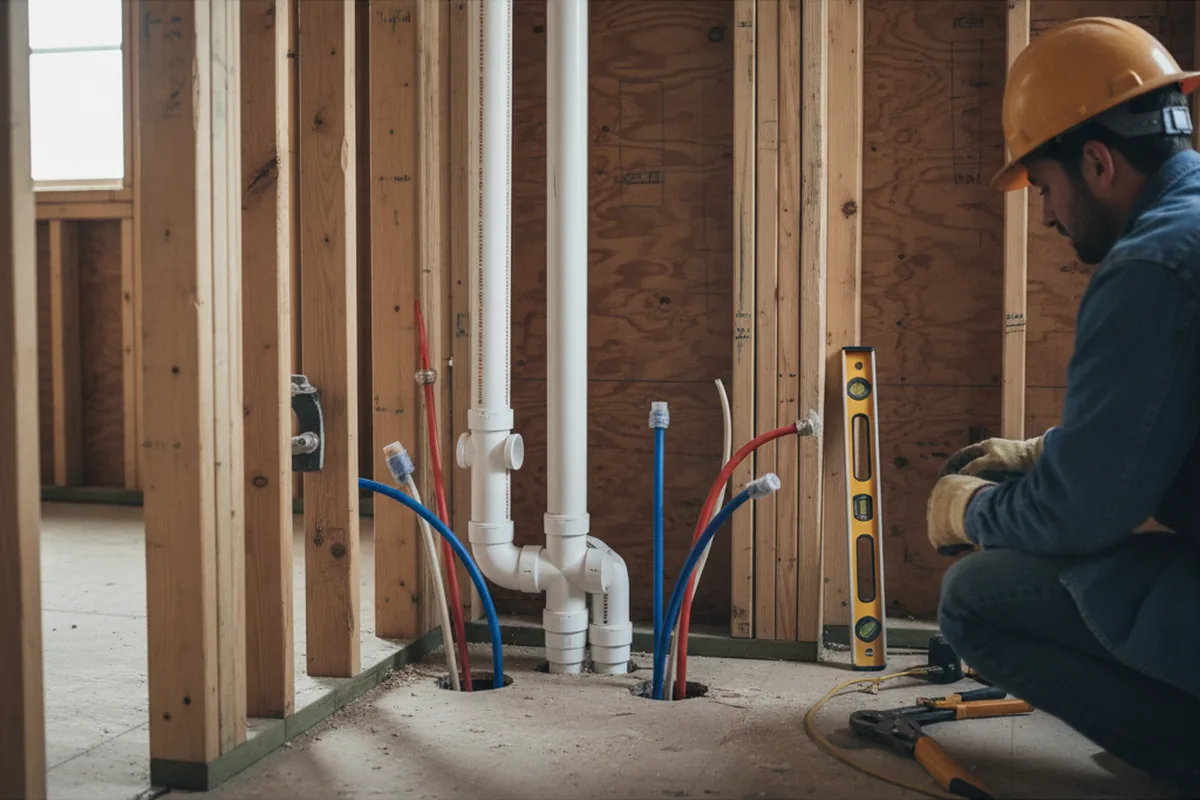 Drain and supply rough-in during Drain Cleaning in Alburtis